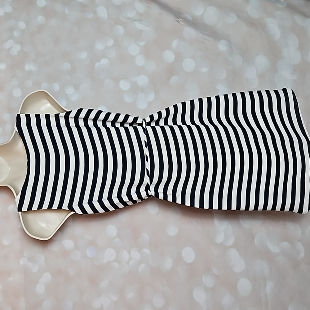 Loft | Black and White Striped Summer Dress - Picture 3 of 12